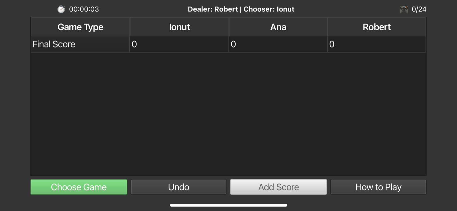 Rentz Scorekeeper — screen 1 of 6