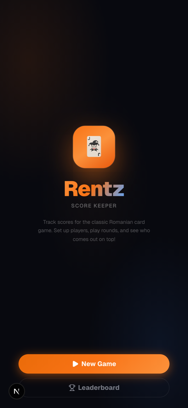 Rentz Score — screen 1 of 10
